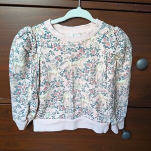 Janie and Jack Pink Floral Unicorn Sweatshirt